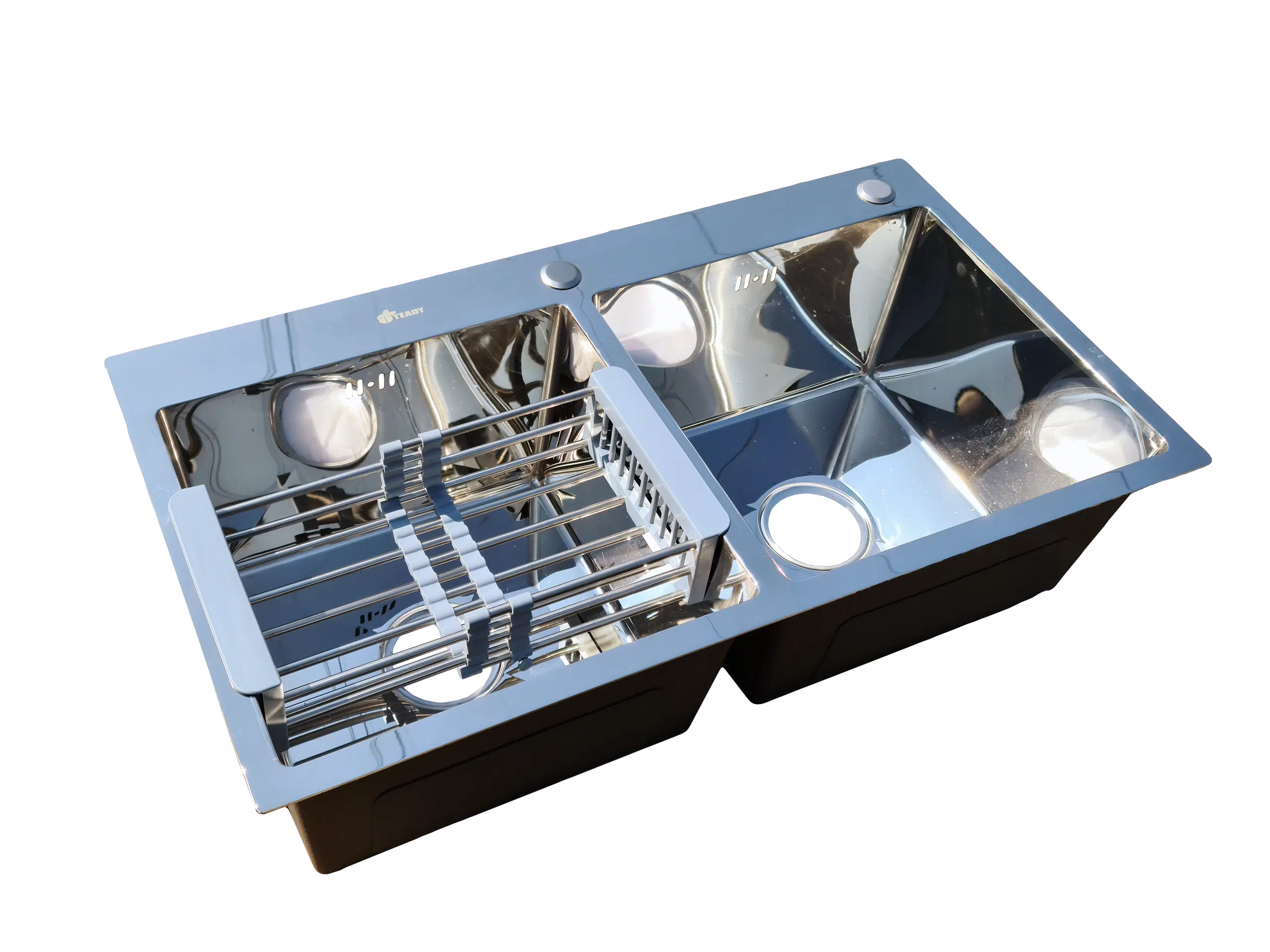 Chậu Rửa Bát Inox Bóng 2 Hố Cân