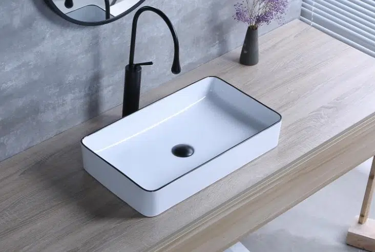 Chậu lavabo dương bàn viền đen LV 8078-1