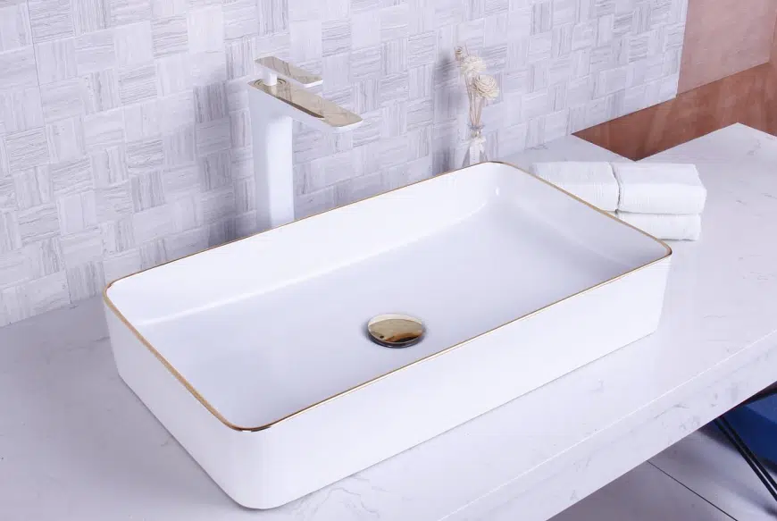 Chậu lavabo dương bàn cao cấp viềng vàng LV 8080