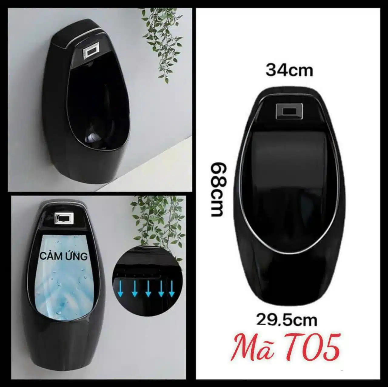 Bồn tiểu nam cảm ứng đen